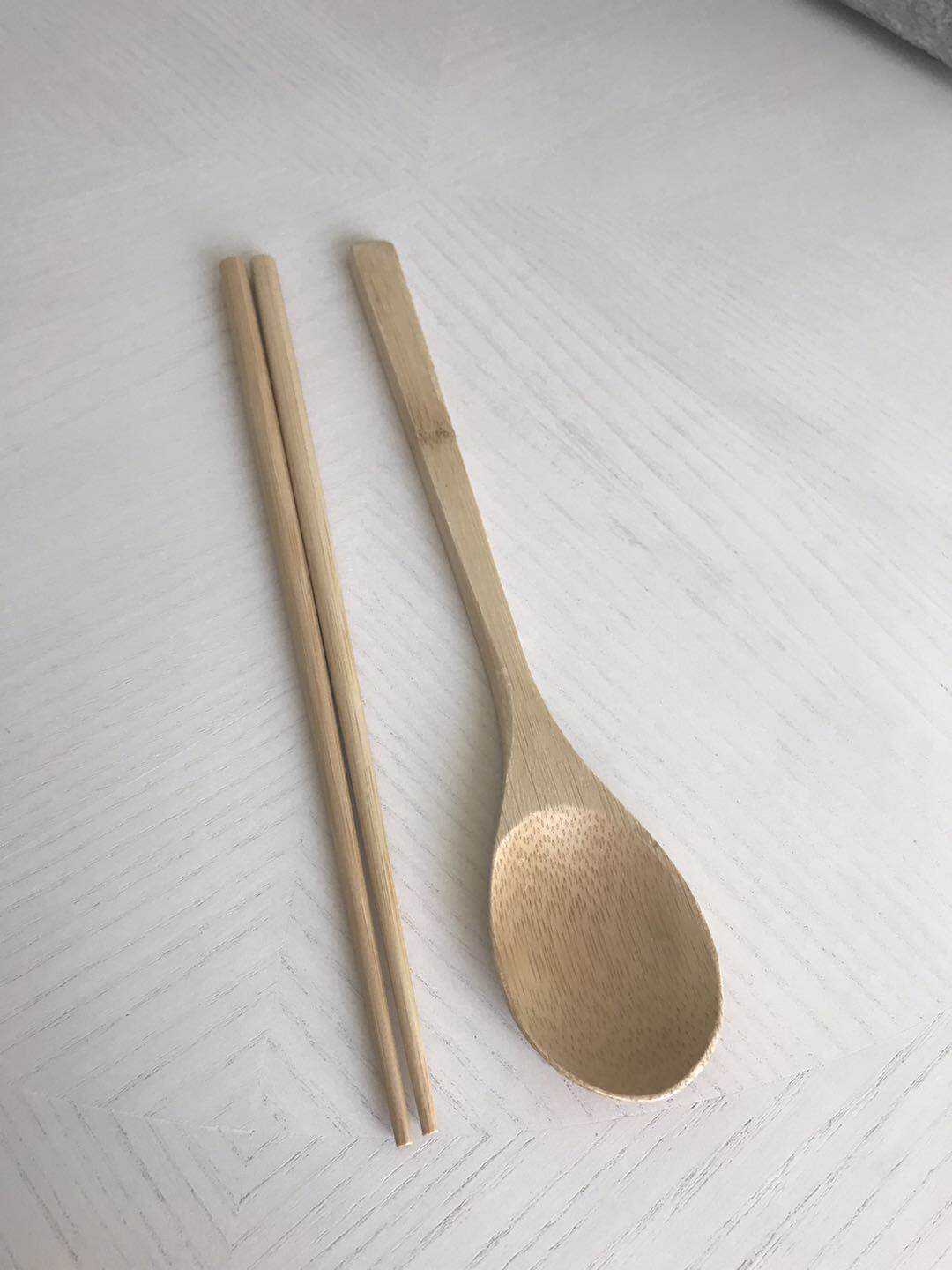 Wooden Rice Chopsticks and Soup Spoons Sets Reusable Handmade Picnic